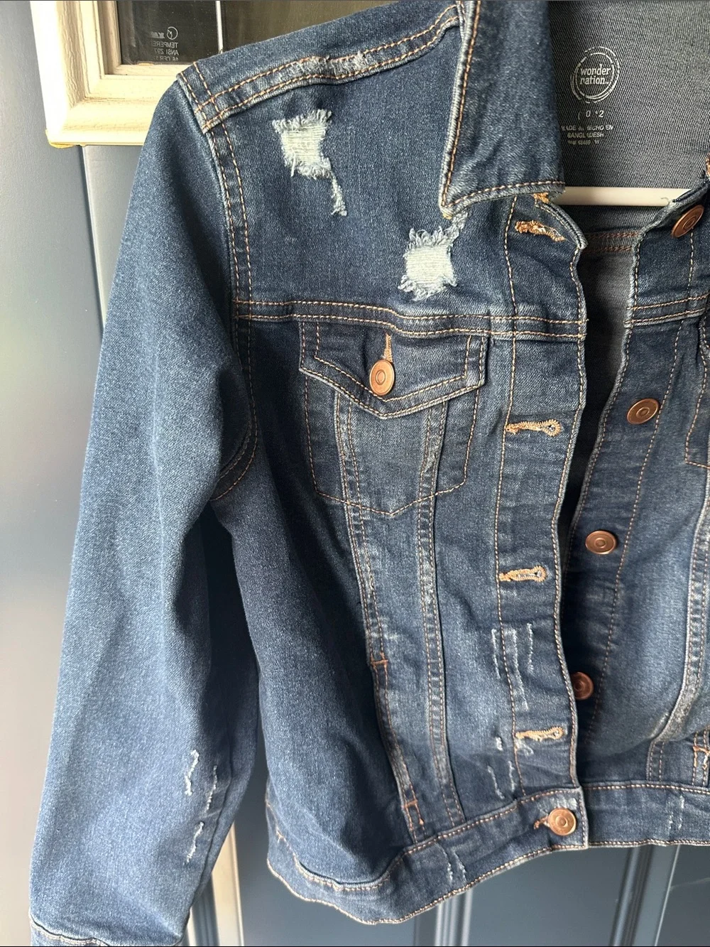 wonder nation Dark Blue Distressed Denim Jacket
